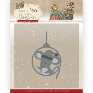Stanzschablone YvonneCreations "have a mice Christmas" Weihnachtskugel Maus