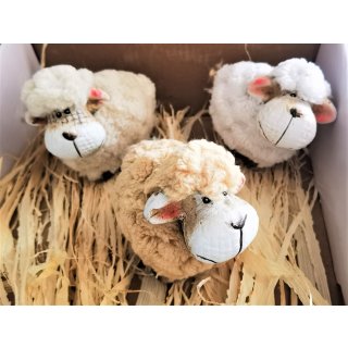Streudeko Oster Deko Miniatur Minigarten Figur Wollschaf Schäfchen Herde 3St