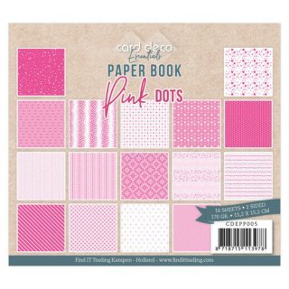 Block mit 22 Blatt in 15,2x15,2 cm card deco pink dots Punkte Muster Papier