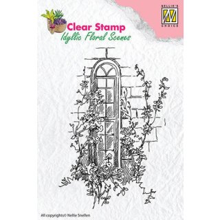 Silikonstempel Clear Stamp Nellie flowers Window IFS004 hohes Fenster in Stein