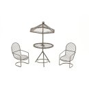  Metall Sitzgruppe Tisch mit Sonnenschirm 2 St&uuml;hle...