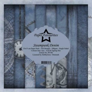 Paper Favourites Plaid Pattern 15x15 cm 200gsm 24 Blatt Steampunk Denim Jeans