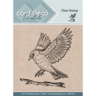 Clear Stamps Acrylic Stamp Stempel card deco flying bird Vogel fliegt auf Zweig