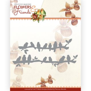 Die - Precious Marieke - Flowers & Friends Bird Frame Vogel auf Zweig Vogelschar
