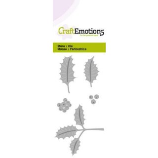 Stanzschablone Craft Emotion Holly Leaves Stechpalme Christdorn Winterbeeren