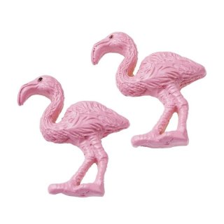 Polyresin Streudeko Miniatur Figur 2D Flamingo rosa 2 Stück Rückseite flach
