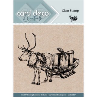 Clear Stamps Acrylic Stamp Stempel card deco Weihnachtschlitten Elch Ministempel