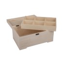 Holz Schatulle mit Einsatz 6 Fächer Holzkiste Kasten Kästchen Holzkoffer