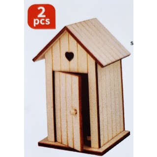 2 Stück Holz Toilettenhaus Plumsklo Strandhaus Minigarten Haus Dekohäuser Gebäude