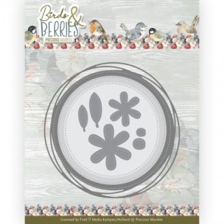 Stanzschablone Precious Marieke Birds & Berries Cyrcle Kreise mit Blüten