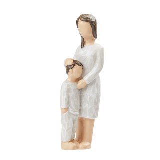 Deko Miniatur Mutter mit Sohn / Holzschnitz - Optik / Polyresin Fiigur Mama und Kind