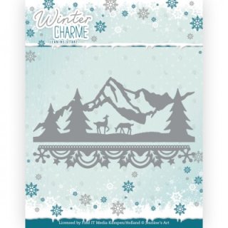 Jeanines Art - Stazschablone Winter Charme Stanzschablone mit winterlichen Bergen Bordüre