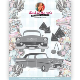 Yvonne Creations Stanzschablonen Back to the fifties - cars - Retro style 50s