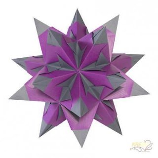 Bascetta-Stern Duo-Papier, 15x15 cm,silber lila 2 farbig incl. Bastelanleitung