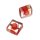 Glasperle quadratische Scheibe mit Farbeinläufen rot ca 12x12   MM
